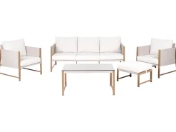 Set salotto da giardino con tavolo e pouf 5 posti NOLA Metallo Beige chiaro