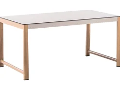 Set salotto da giardino con tavolo e pouf 5 posti NOLA Metallo Beige chiaro