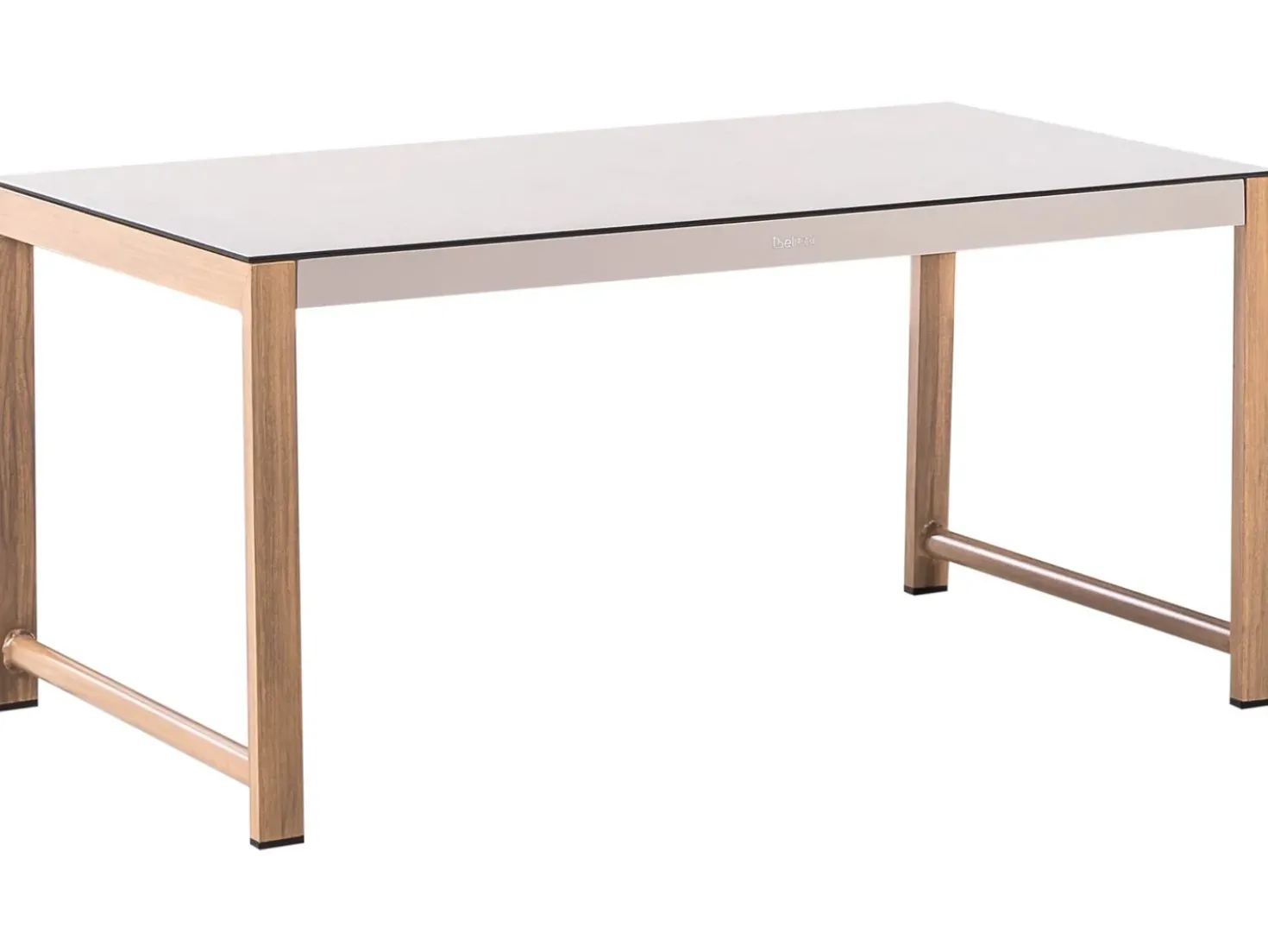 Set salotto da giardino con tavolo e pouf 5 posti NOLA Metallo Beige chiaro