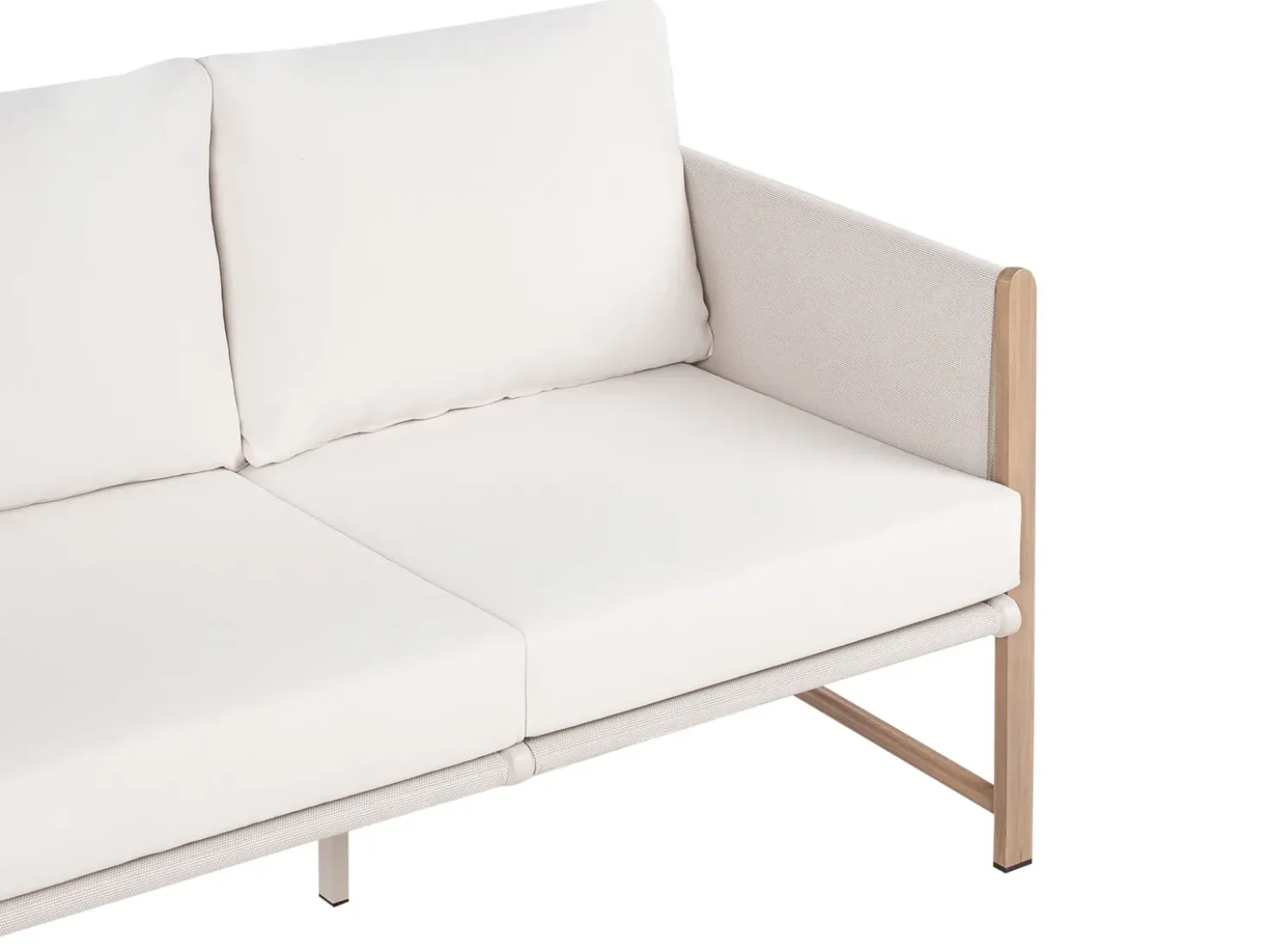 Set salotto da giardino con tavolo e pouf 5 posti NOLA Metallo Beige chiaro