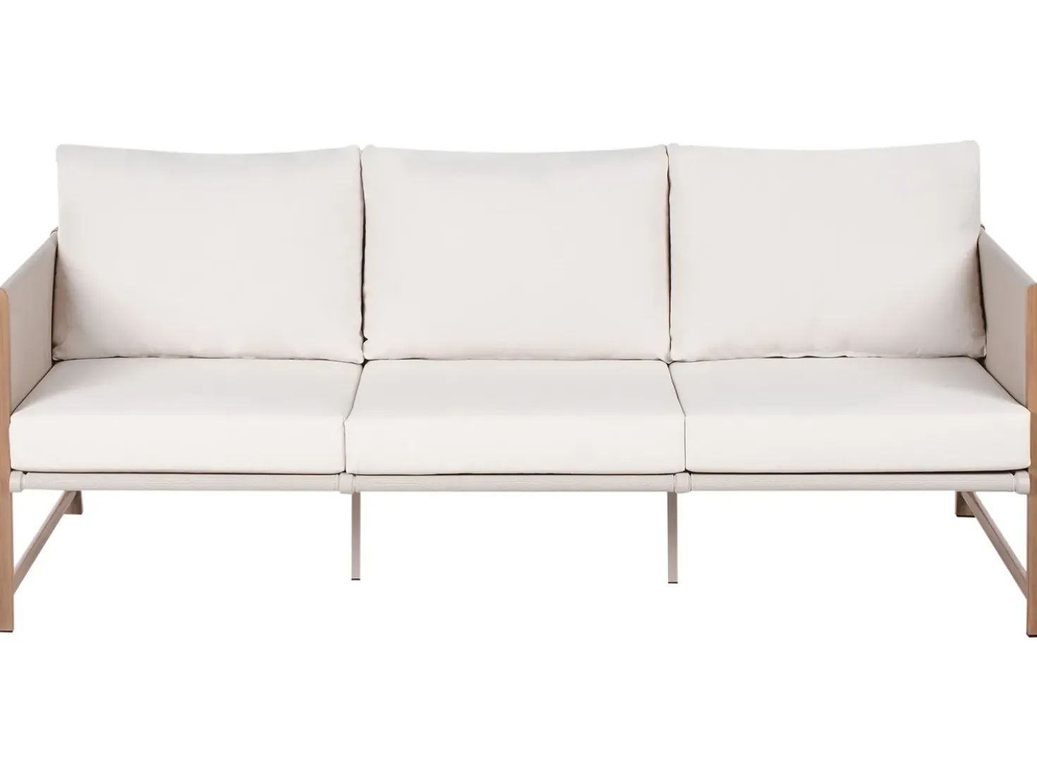 Set salotto da giardino con tavolo e pouf 5 posti NOLA Metallo Beige chiaro