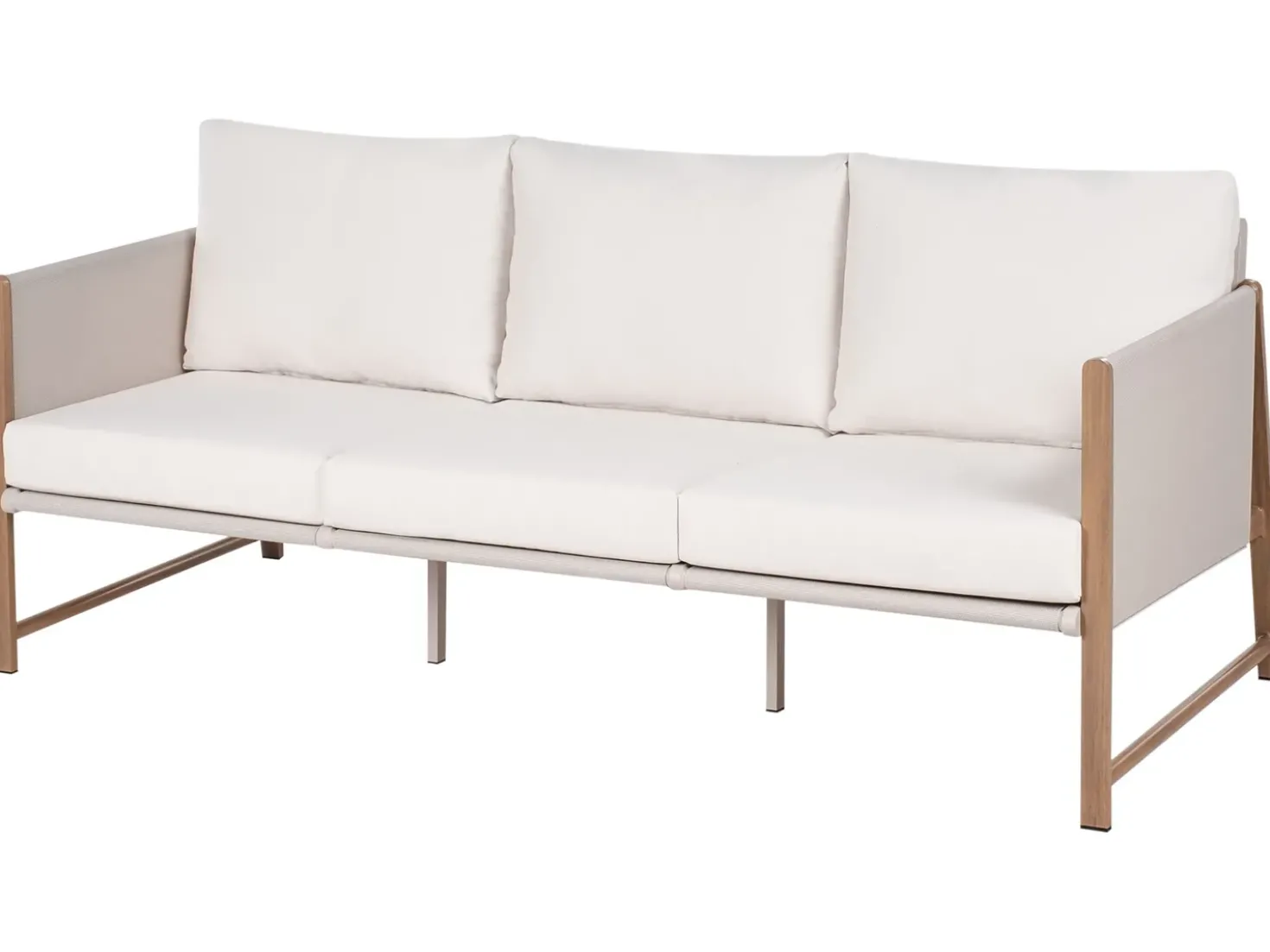 Set salotto da giardino con tavolo e pouf 5 posti NOLA Metallo Beige chiaro