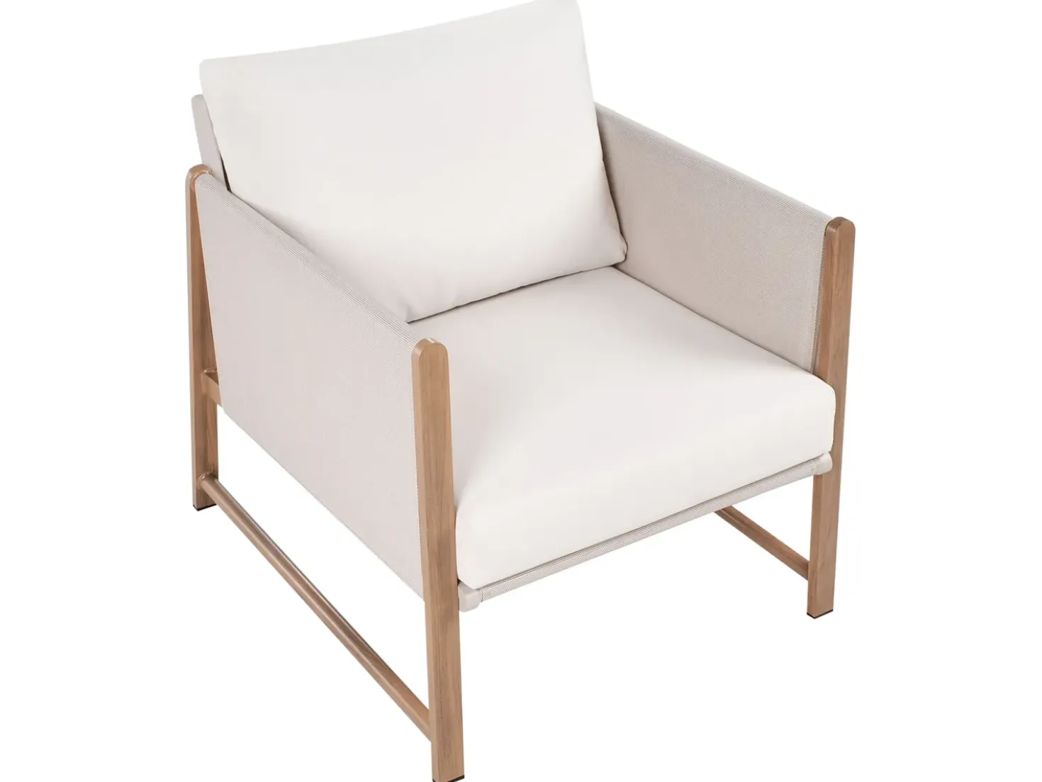 Set salotto da giardino con tavolo e pouf 5 posti NOLA Metallo Beige chiaro