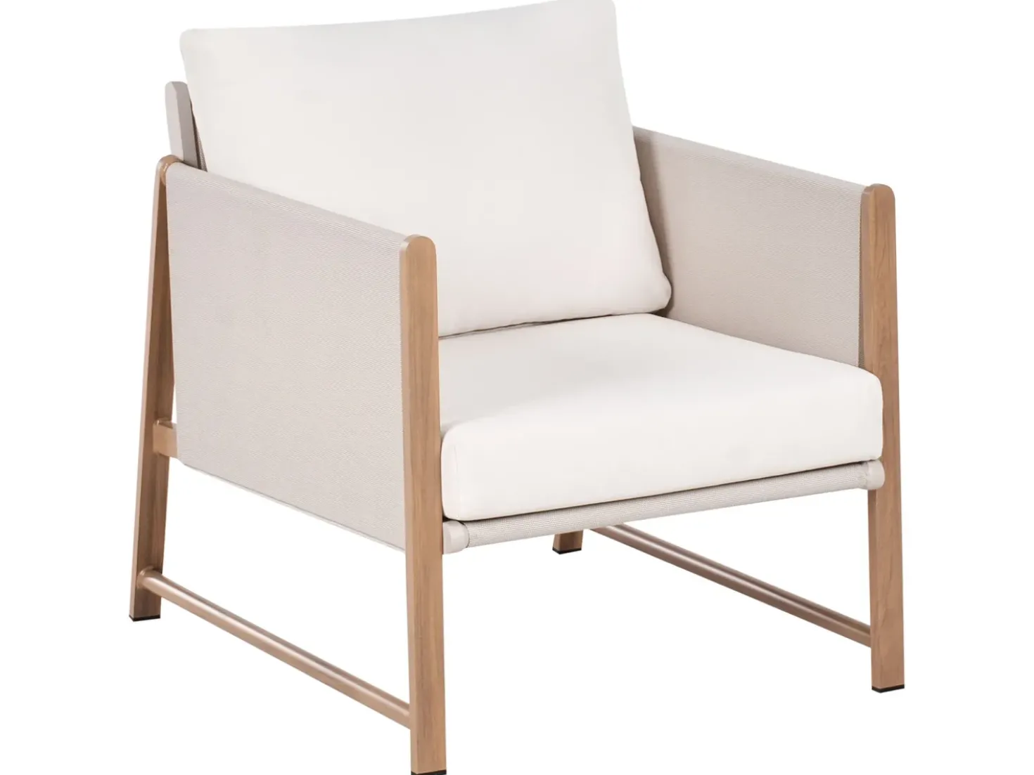 Set salotto da giardino con tavolo e pouf 5 posti NOLA Metallo Beige chiaro