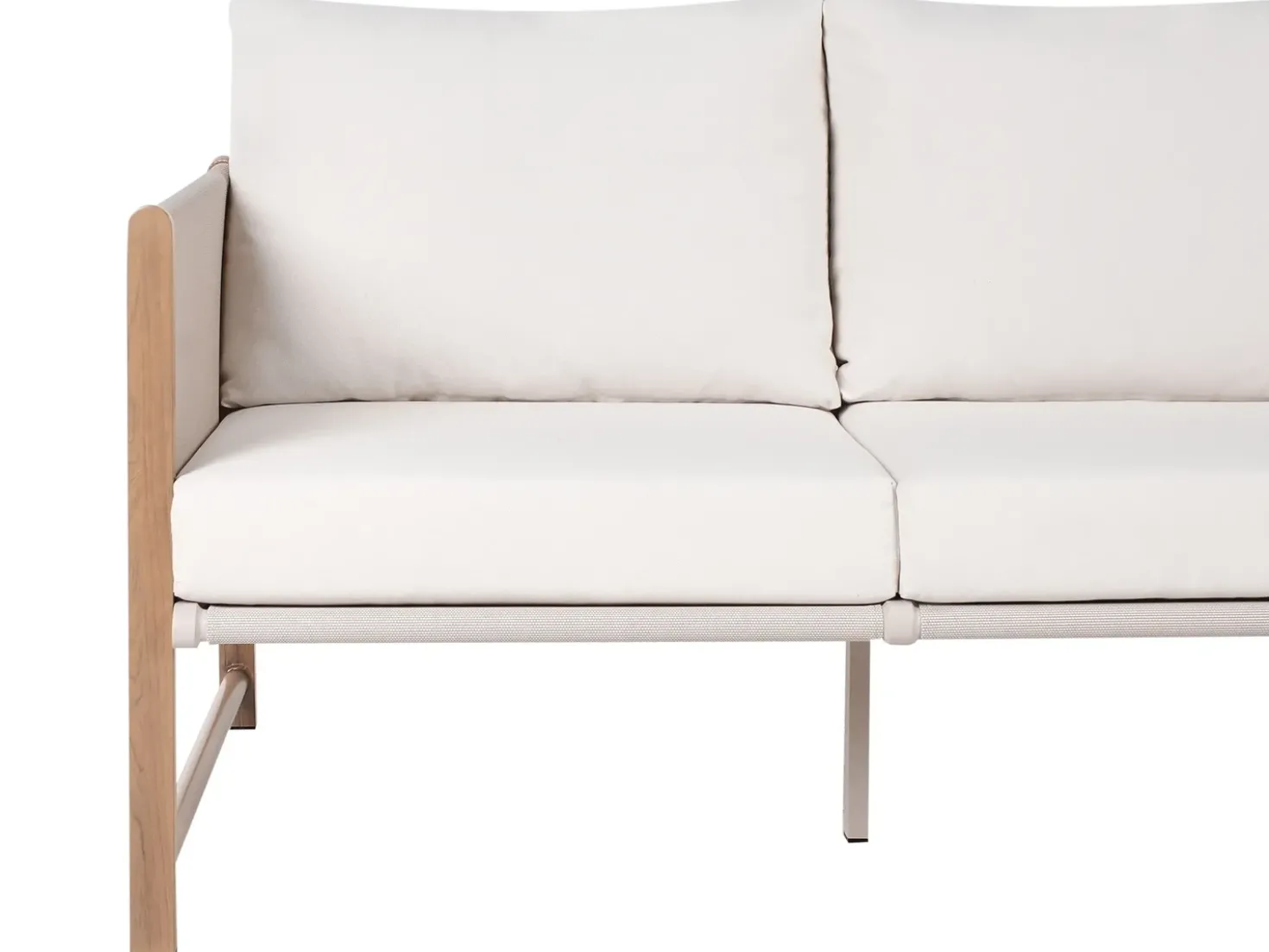 Set salotto da giardino con tavolo e pouf 5 posti NOLA Metallo Beige chiaro