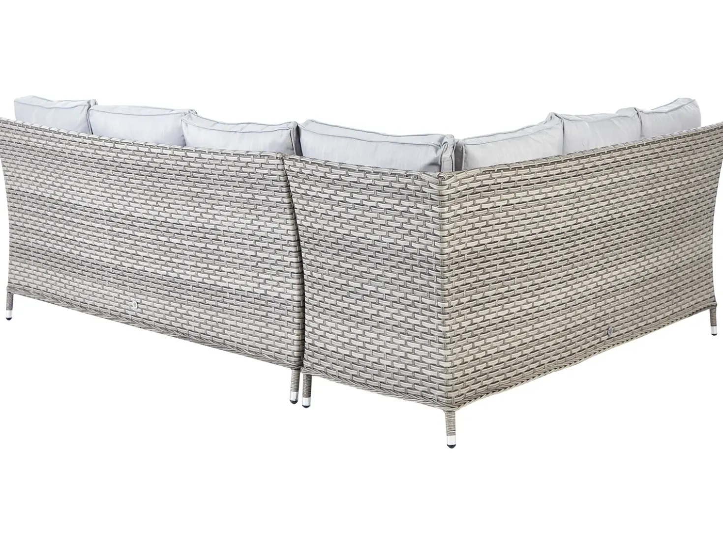Set salotto da giardino con tavolo e pouf 9 posti LACONA Lato destro Rattan sintetico (PE) Grigio chiaro