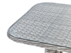 Set salotto da giardino con tavolo e pouf 9 posti LACONA Lato destro Rattan sintetico (PE) Grigio chiaro