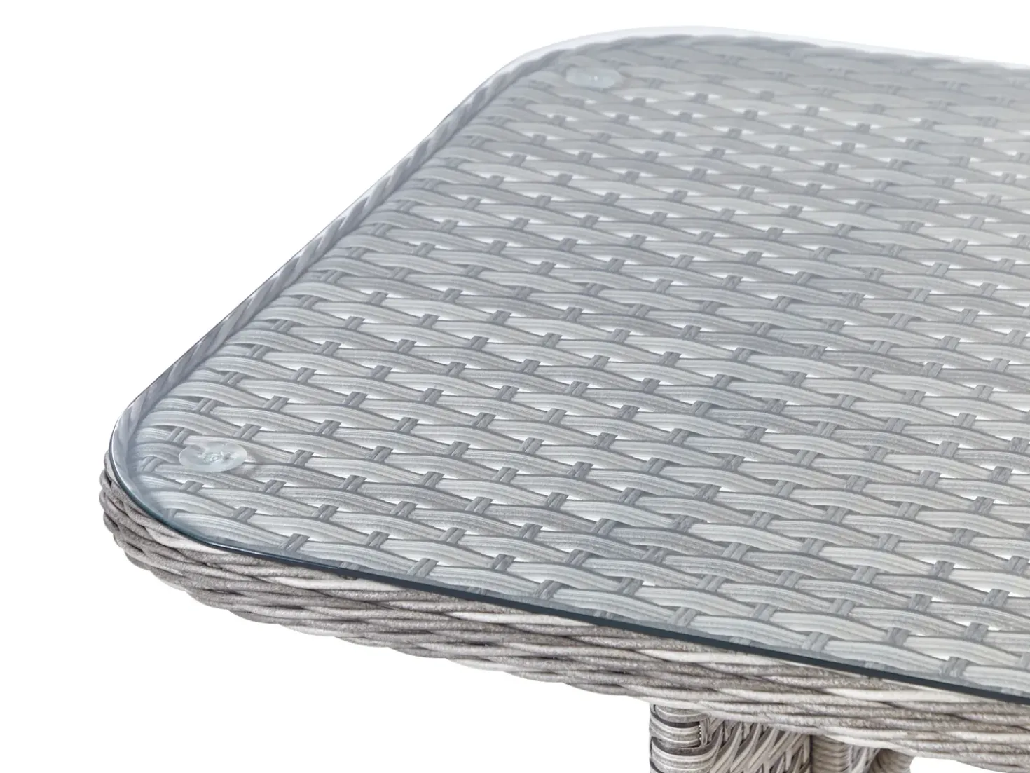 Set salotto da giardino con tavolo e pouf 9 posti LACONA Lato destro Rattan sintetico (PE) Grigio chiaro