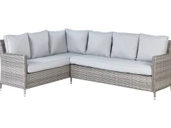 Set salotto da giardino con tavolo e pouf 9 posti LACONA Lato destro Rattan sintetico (PE) Grigio chiaro