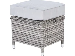 Set salotto da giardino con tavolo e pouf 9 posti LACONA Lato destro Rattan sintetico (PE) Grigio chiaro