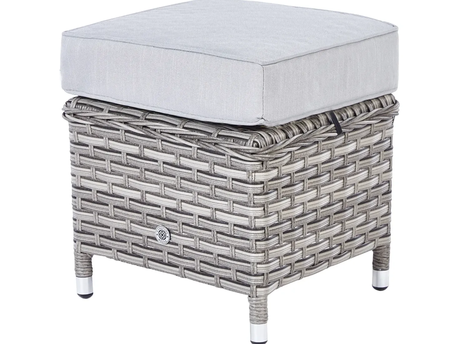 Set salotto da giardino con tavolo e pouf 9 posti LACONA Lato destro Rattan sintetico (PE) Grigio chiaro