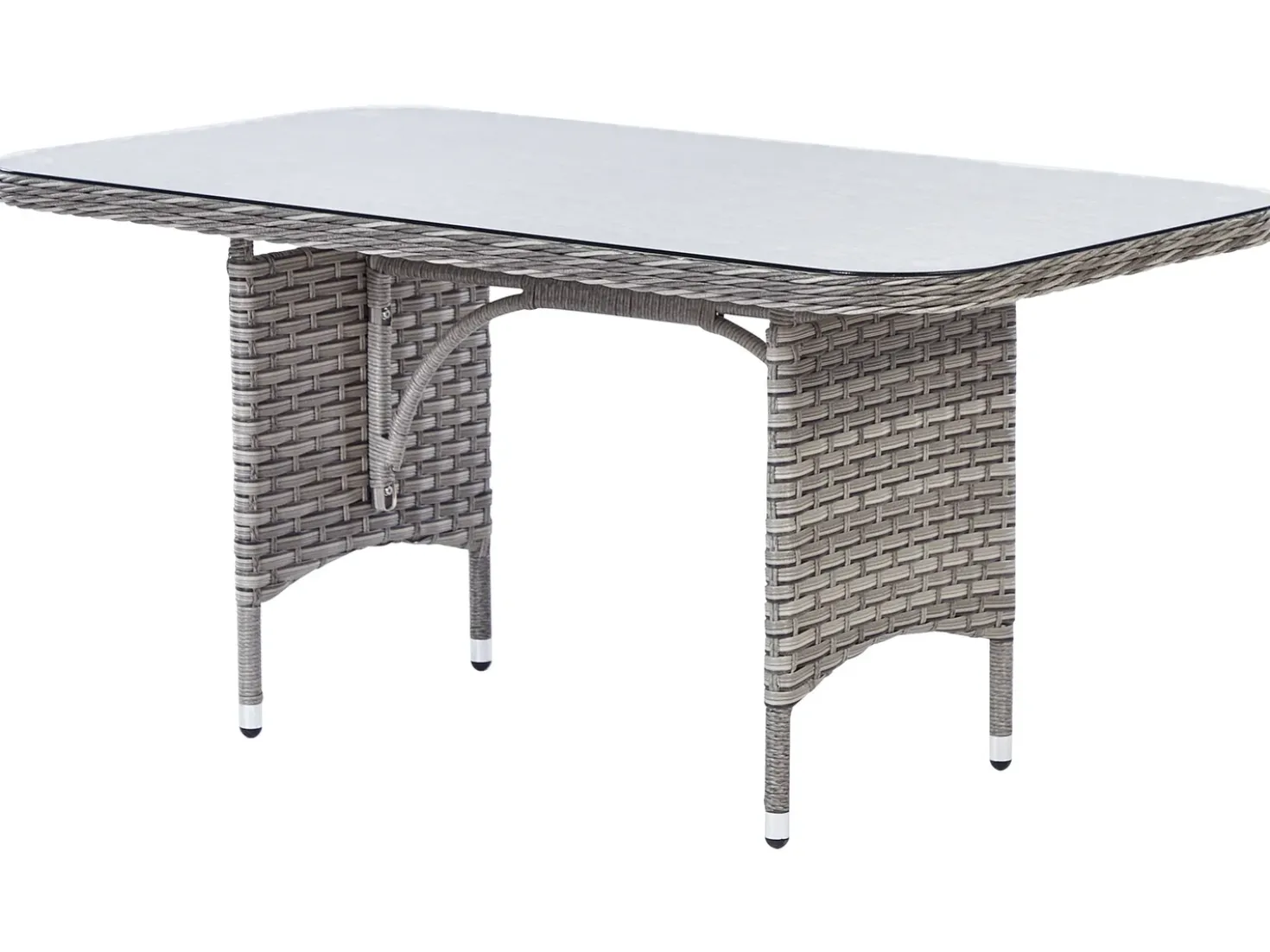 Set salotto da giardino con tavolo e pouf 9 posti LACONA Lato destro Rattan sintetico (PE) Grigio chiaro
