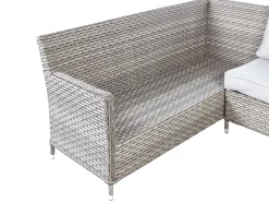 Set salotto da giardino con tavolo e pouf 9 posti LACONA Lato destro Rattan sintetico (PE) Grigio chiaro