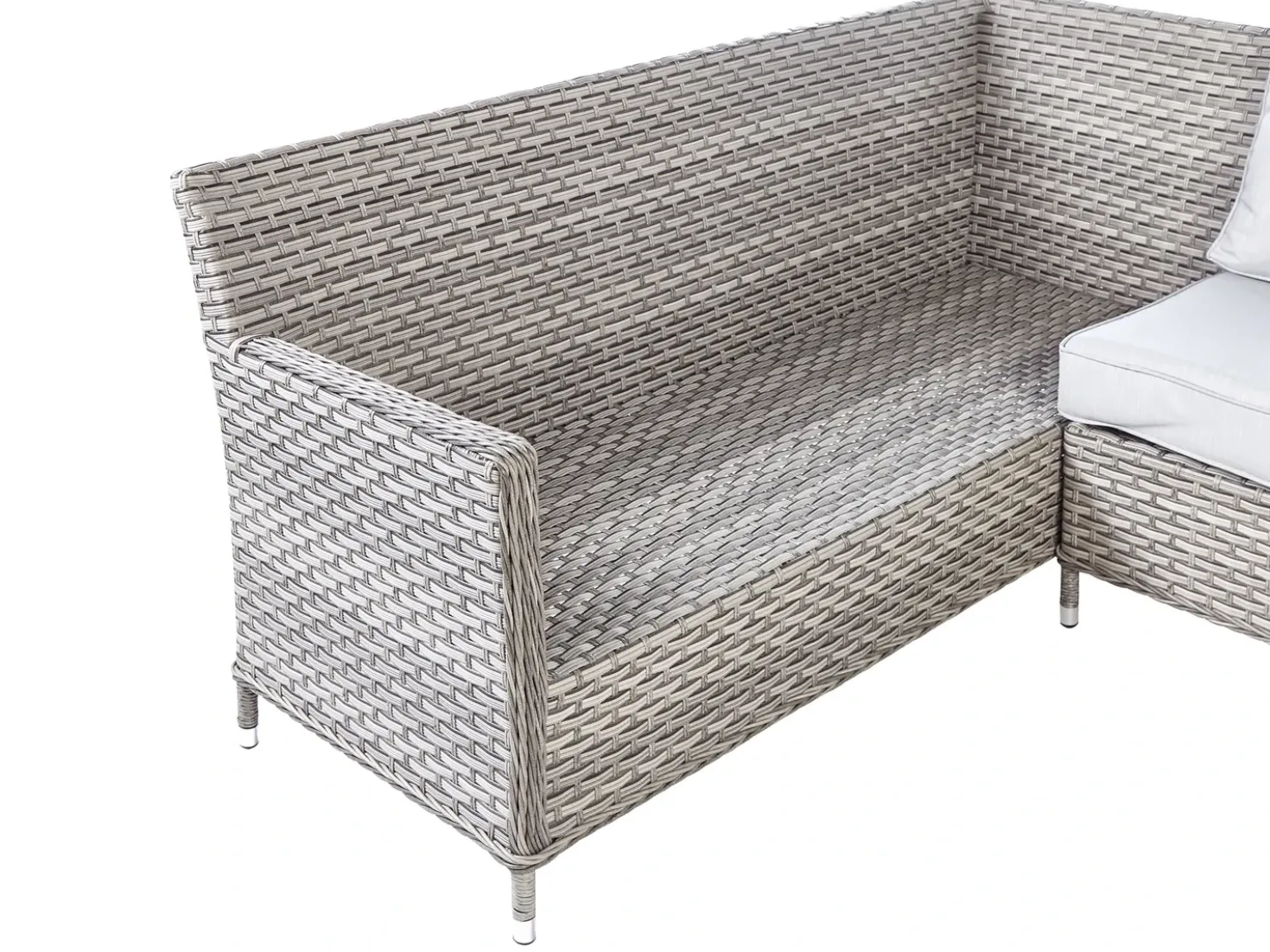 Set salotto da giardino con tavolo e pouf 9 posti LACONA Lato destro Rattan sintetico (PE) Grigio chiaro