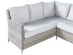 Set salotto da giardino con tavolo e pouf 9 posti LACONA Lato destro Rattan sintetico (PE) Grigio chiaro