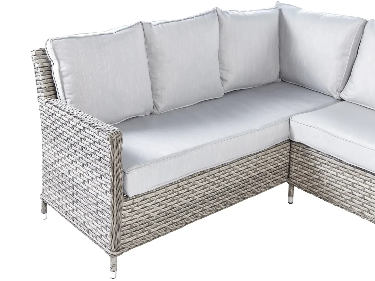 Set salotto da giardino con tavolo e pouf 9 posti LACONA Lato destro Rattan sintetico (PE) Grigio chiaro