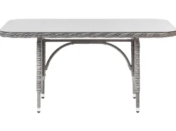 Set salotto da giardino con tavolo e pouf 9 posti LACONA Lato destro Rattan sintetico (PE) Grigio chiaro