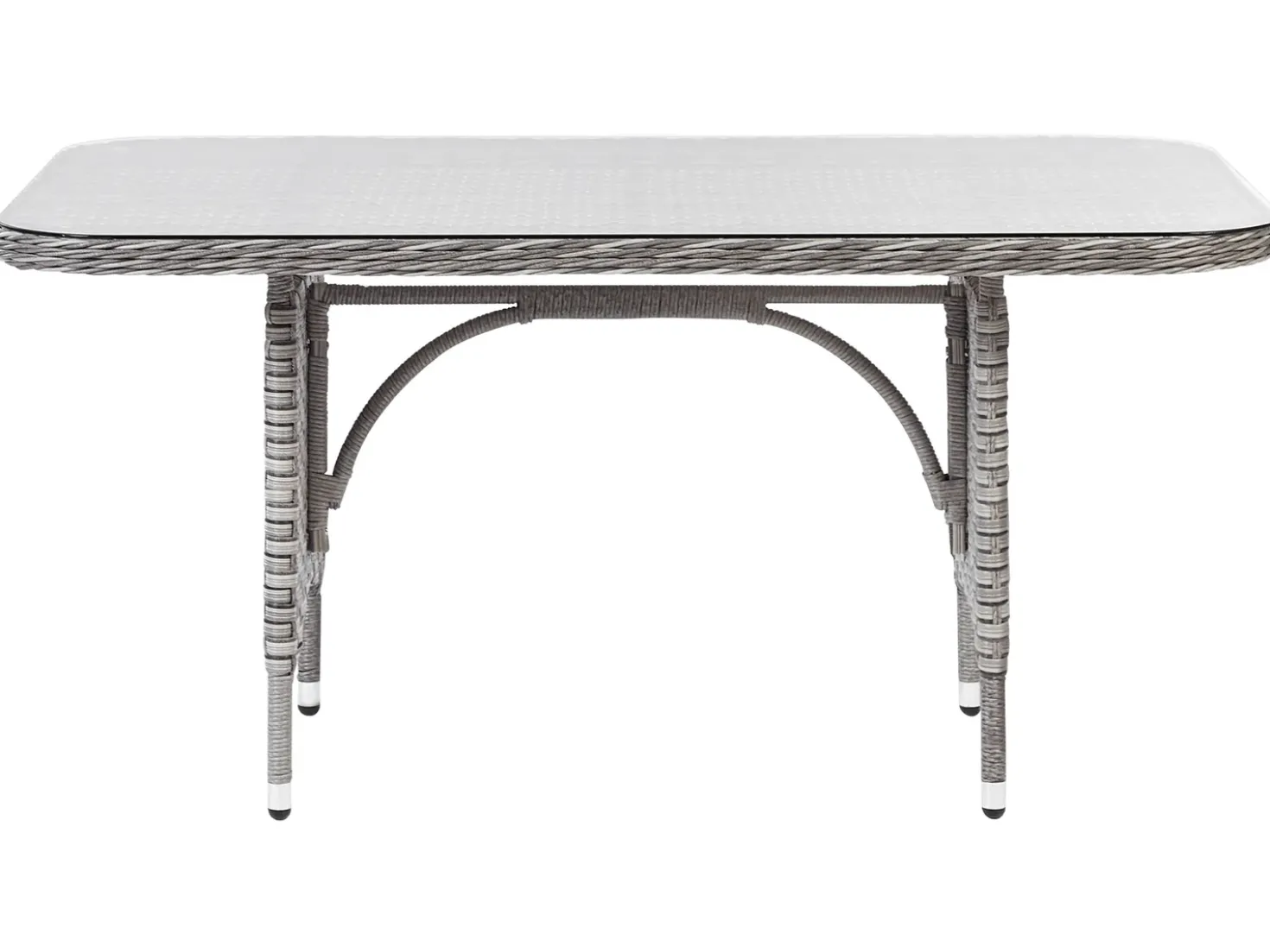 Set salotto da giardino con tavolo e pouf 9 posti LACONA Lato destro Rattan sintetico (PE) Grigio chiaro