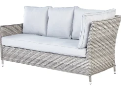 Set salotto da giardino con tavolo e pouf 9 posti LACONA Lato destro Rattan sintetico (PE) Grigio chiaro
