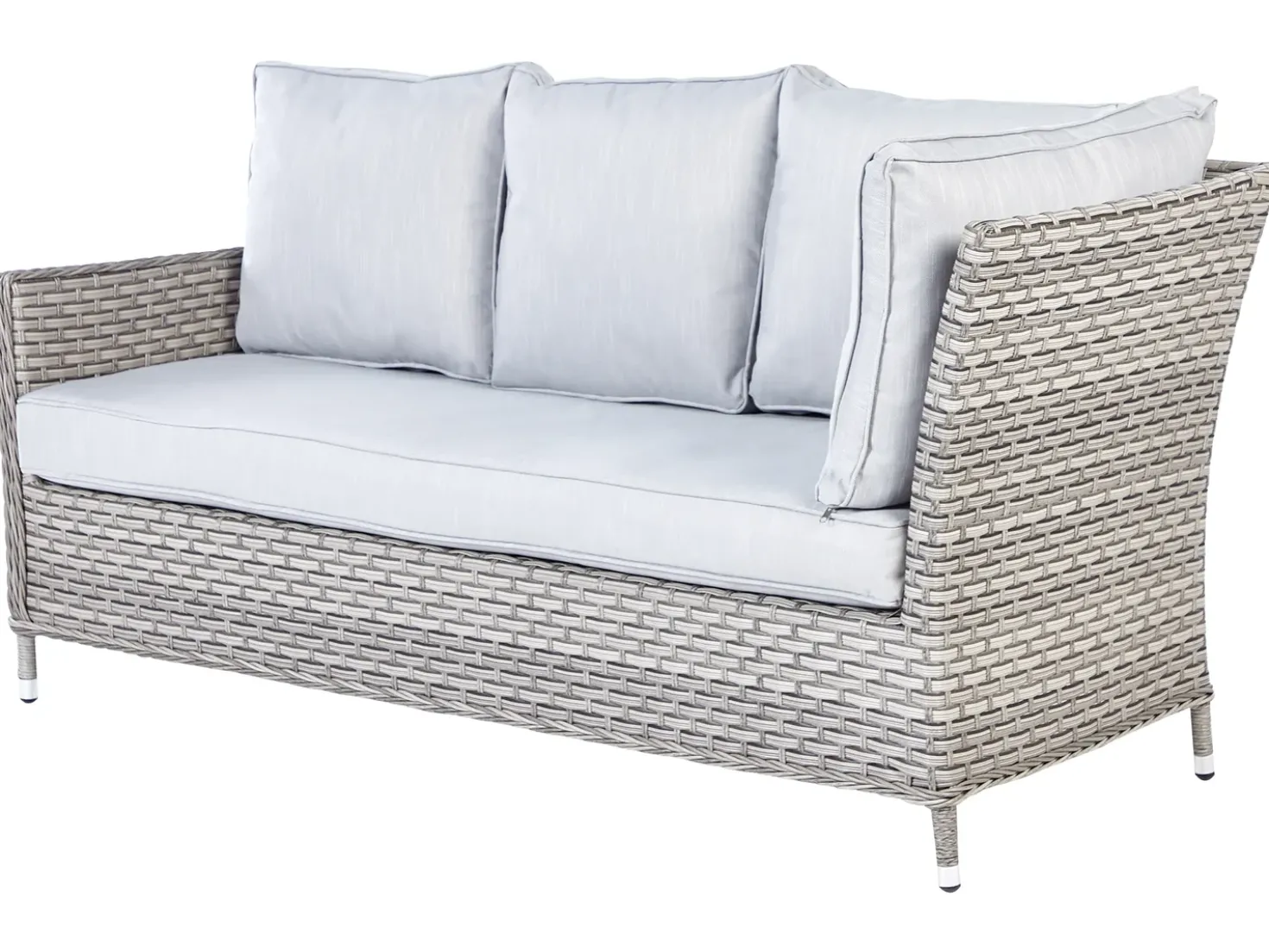 Set salotto da giardino con tavolo e pouf 9 posti LACONA Lato destro Rattan sintetico (PE) Grigio chiaro