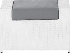Set salotto da giardino con tavolo e pouf 6 posti ROMA Rattan sintetico (PE) Bianco