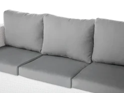 Set salotto da giardino con tavolo e pouf 6 posti ROMA Rattan sintetico (PE) Bianco