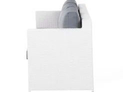Set salotto da giardino con tavolo e pouf 6 posti ROMA Rattan sintetico (PE) Bianco
