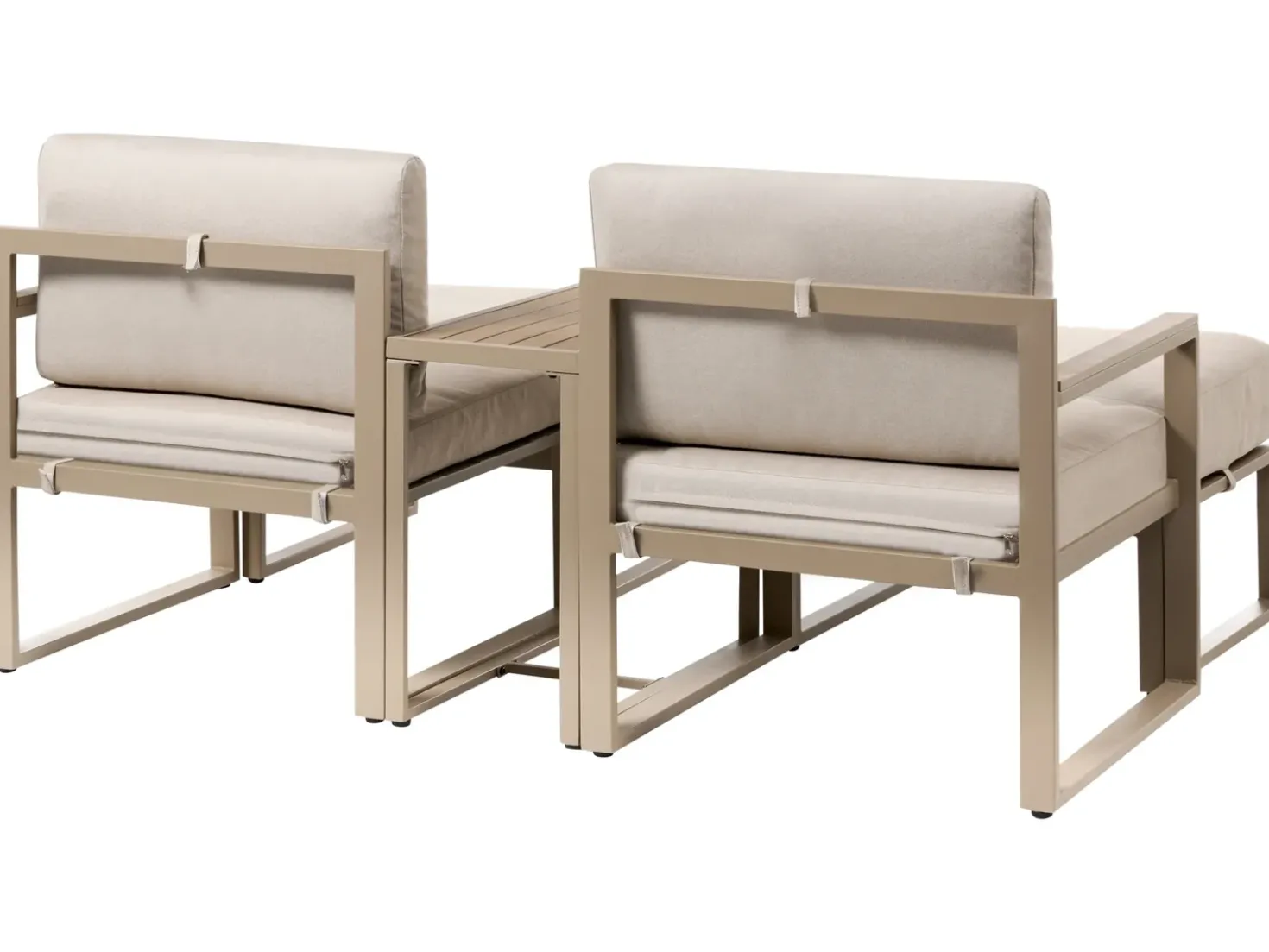 Set salotto da giardino con tavolo e pouf 2 posti NOCI Modulare Metallo Beige