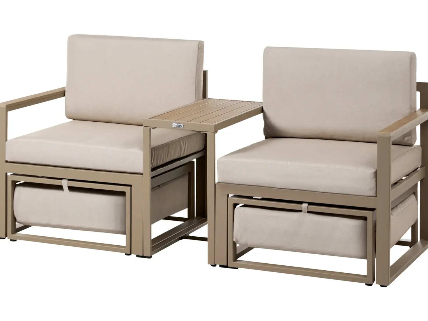 Set salotto da giardino con tavolo e pouf 2 posti NOCI Modulare Metallo Beige