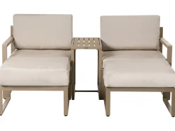 Set salotto da giardino con tavolo e pouf 2 posti NOCI Modulare Metallo Beige