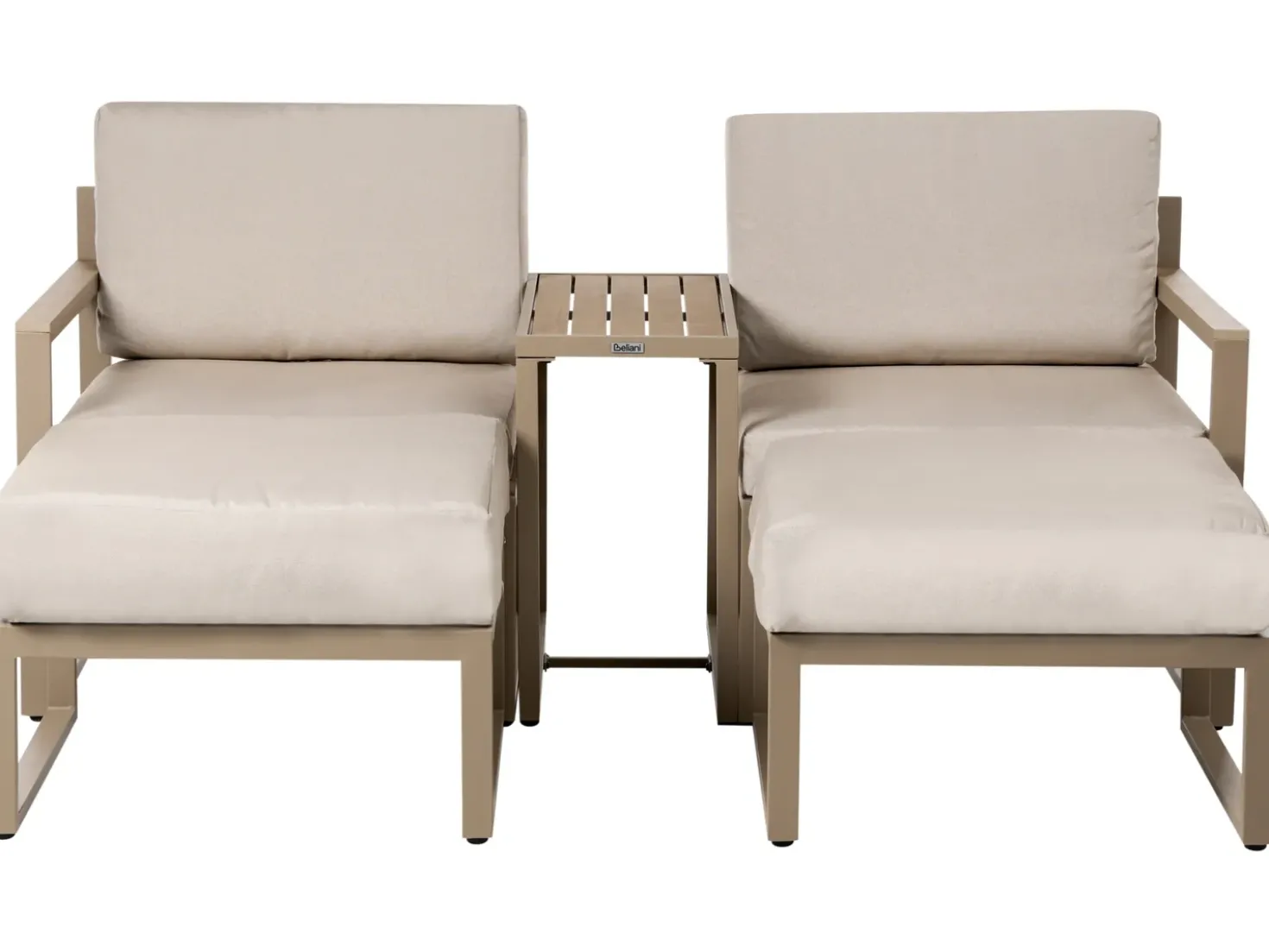 Set salotto da giardino con tavolo e pouf 2 posti NOCI Modulare Metallo Beige