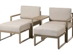 Set salotto da giardino con tavolo e pouf 2 posti NOCI Modulare Metallo Beige