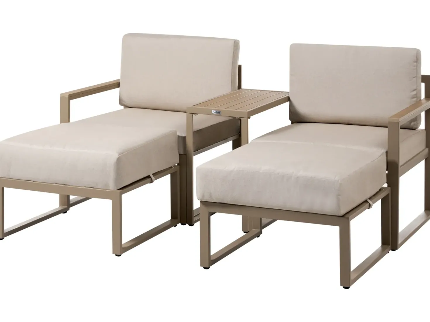 Set salotto da giardino con tavolo e pouf 2 posti NOCI Modulare Metallo Beige