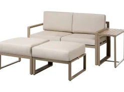 Set salotto da giardino con tavolo e pouf 2 posti NOCI Modulare Metallo Beige