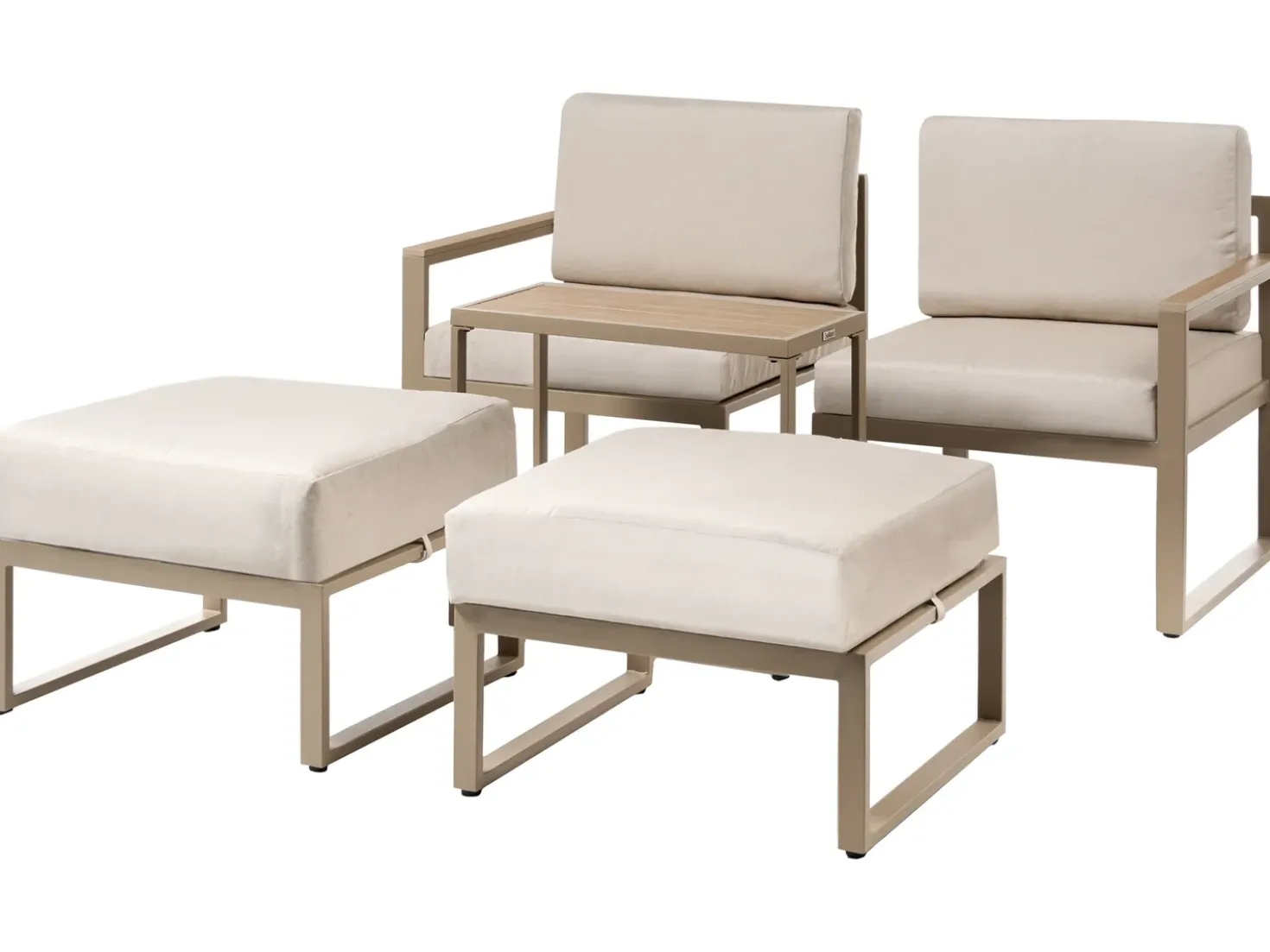 Set salotto da giardino con tavolo e pouf 2 posti NOCI Modulare Metallo Beige