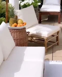 Sezione a 1 posto da giardino CERRETO Bambù Bianco sporco