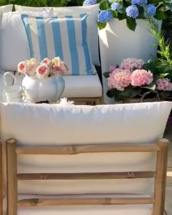 Sezione a 1 posto da giardino CERRETO Bambù Bianco sporco