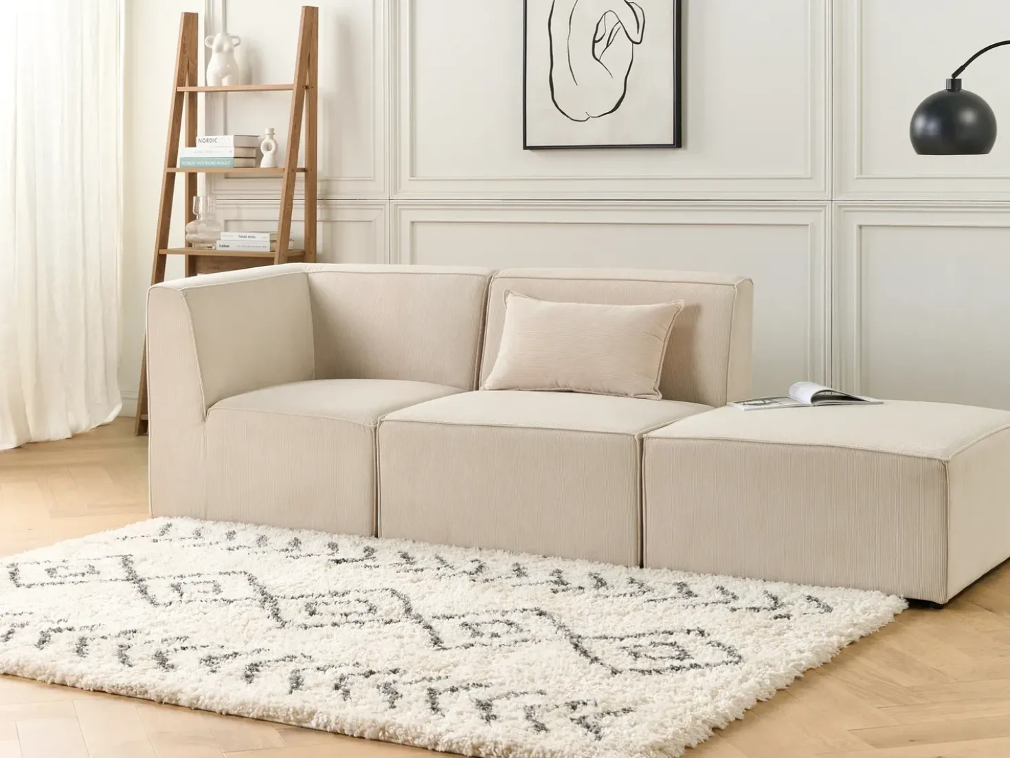 Sezione a 1 posto LEMVIG Velluto a coste Beige chiaro