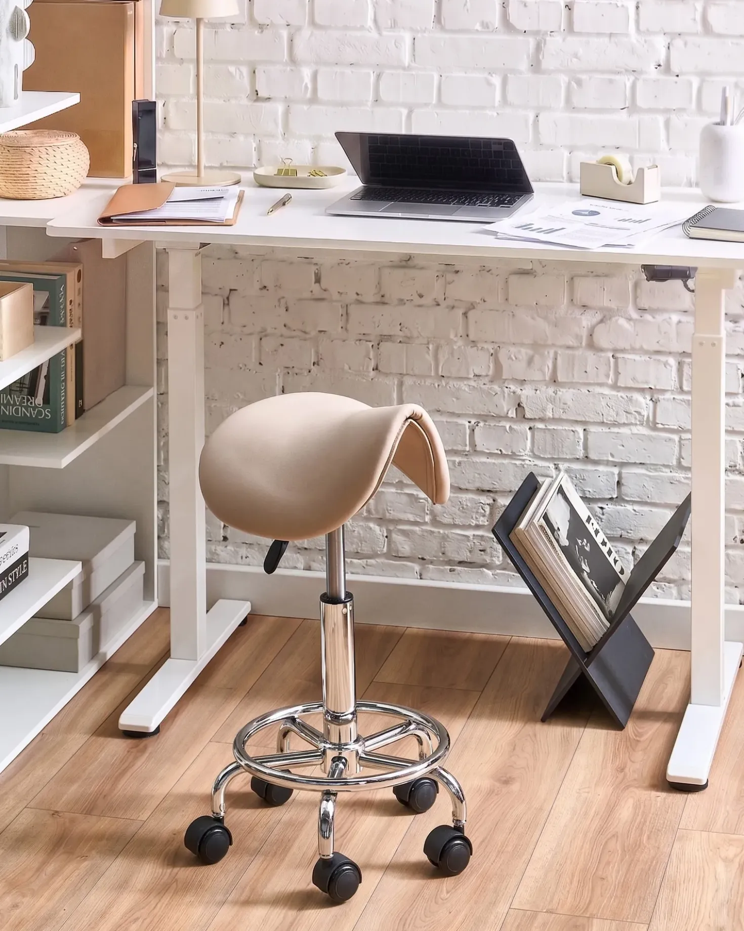 Sgabello a sella DUMONT Pelle sintetica Beige