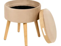 Sgabello contenitore NEELY Velluto Beige