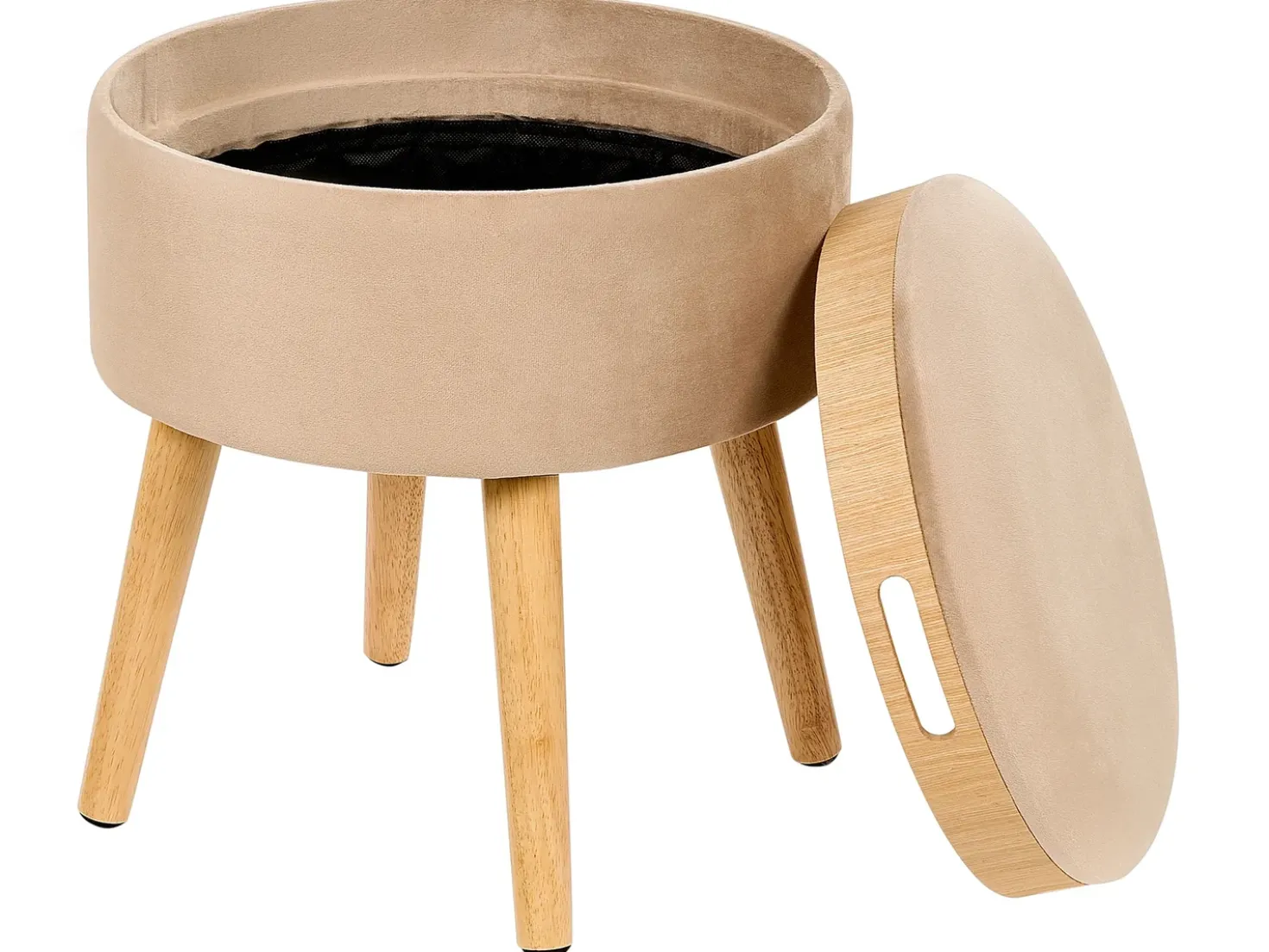 Sgabello contenitore NEELY Velluto Beige