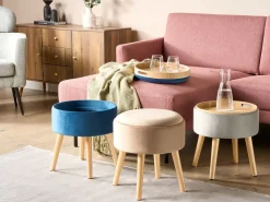 Sgabello contenitore NEELY Velluto Beige