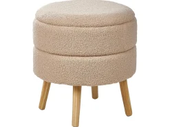 Sgabello contenitore OKATON Bouclé Beige