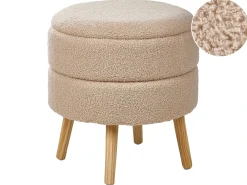 Sgabello contenitore OKATON Bouclé Beige
