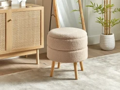 Sgabello contenitore OKATON Bouclé Beige