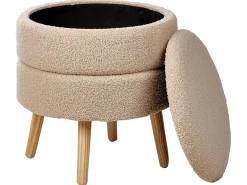 Sgabello contenitore OKATON Bouclé Beige