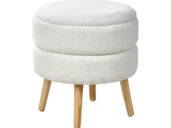 Sgabello contenitore OKATON Bouclé Bianco