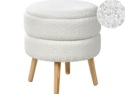 Sgabello contenitore OKATON Bouclé Bianco