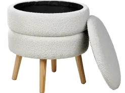 Sgabello contenitore OKATON Bouclé Bianco