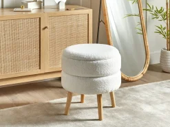 Sgabello contenitore OKATON Bouclé Bianco